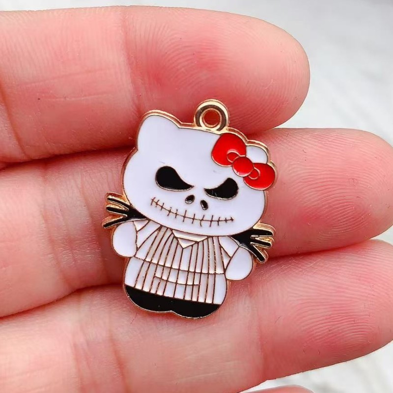 ハロウィン KT 猫 DIY ジュエリーアクセサリー悪魔ゴーストケイティ合金オイルドリップバッグ装飾ネックレスペンダント|undefined