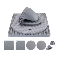 Cross-border Amazon silicone placemat set square round honeycomb silicone heat-insulating mat for home kitchen pot bowl plate mat