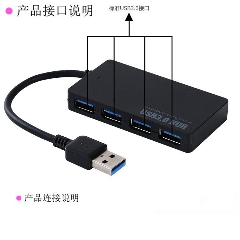 Kaynak üretici splitter hub 2.0 genişletici bir ila dört port 4 portlu ultra ince Type-C3.0 USB HUB