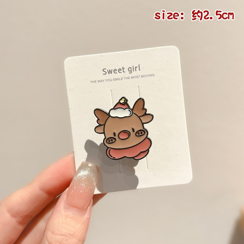 Broche de aleación de sentido avanzado japonés nueva insignia de personalidad de moda femenina de dibujos animados bolsa de Navidad accesorios de metal al por mayor