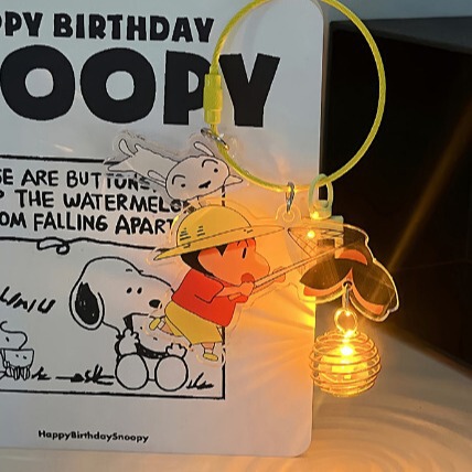 Cartoon Crayon Xiaoxin acrylic keychain light-emitting Firefly portable couple luminous backpack pendant