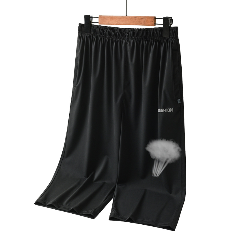 夏季男士速干七分裤男运动健身冰丝透气清爽空调夏季沙滩裤宽松