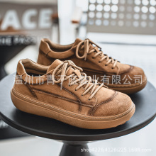 复古低帮男鞋新款秋季真皮软底厚底休闲皮鞋潮流百搭透气休闲单鞋