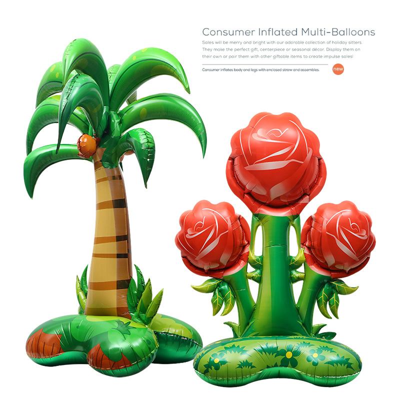 Decoración de la ventana fiesta fotografía globo de gran tamaño 4D tridimensional rosa de dibujos animados película de aluminio globo de coco Día de San Valentín