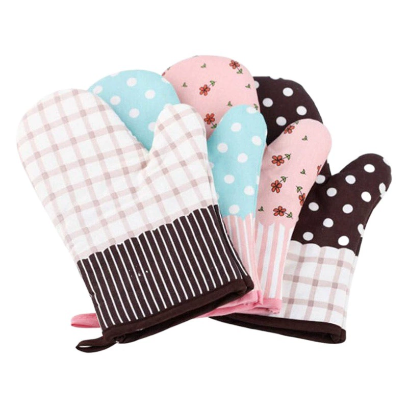 Утолщенные теплоизоляционные перчатки в пасторальном стиле для выпечки духовки Полиэстер Хлопок Износостойкие перчатки для микроволновой печи Кухонные перчатки от ожогов в наличии