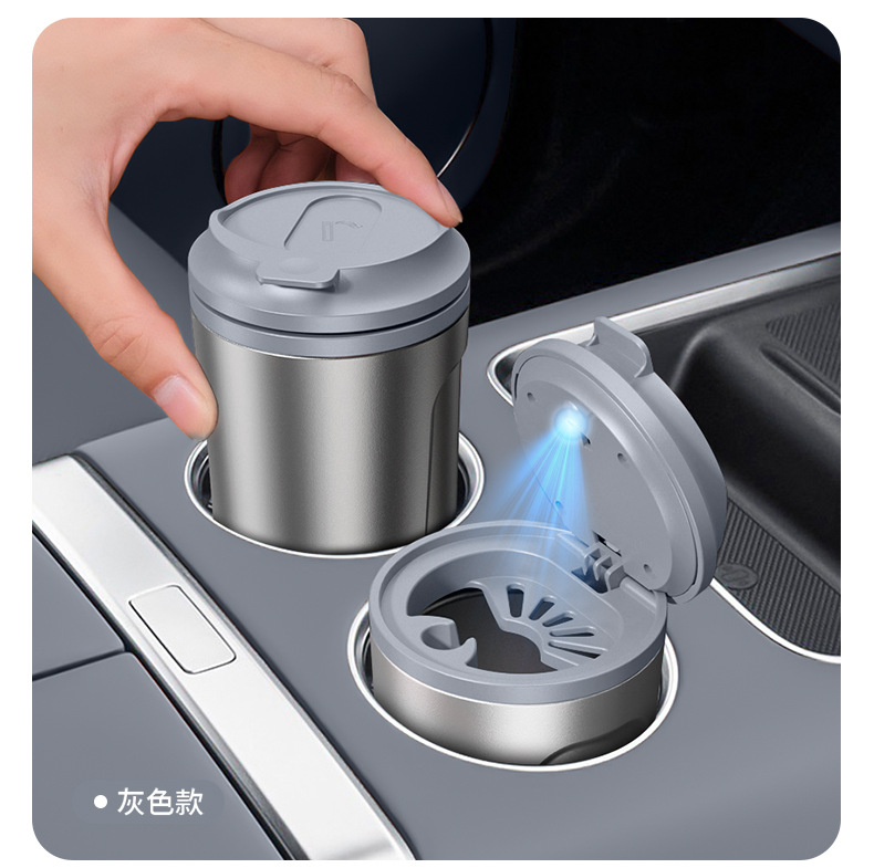 Multifunctional Car Ashtray with Cover to Prevent Ash from Flying, High-End Car Interior Accessory