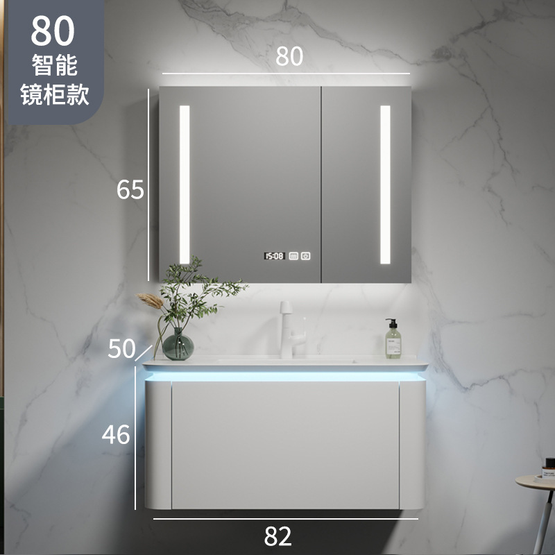 Mueble de baño de cerámica cuenca integrada lavabo de madera maciza lavabo gabinete de baño de cerámica integrada combinación gabinete de lavabo