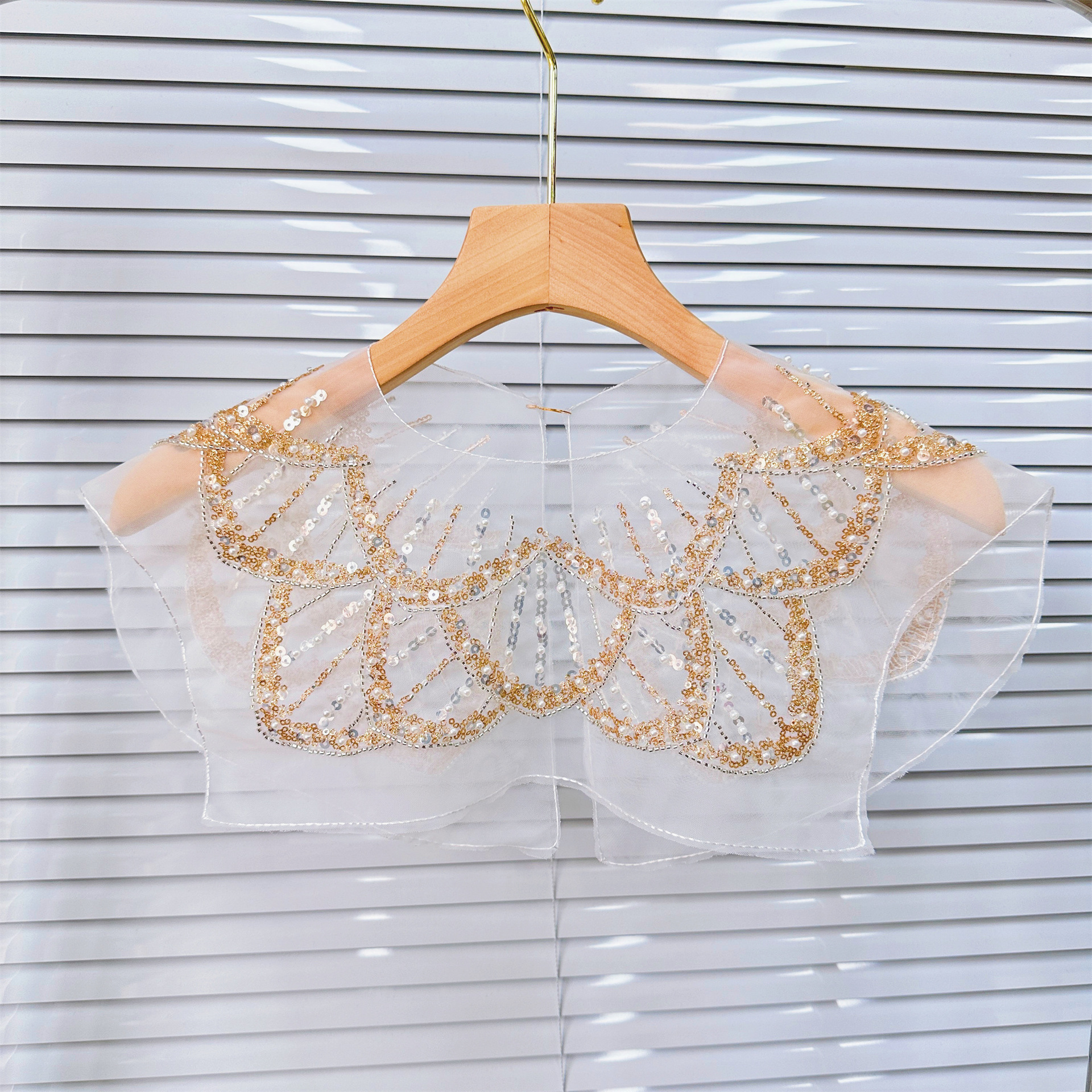 Malla con lentejuelas bordado collar flor semiacabado ropa para niños princesa vestido collar DIY accesorios vestido de novia decoración del collar image 4