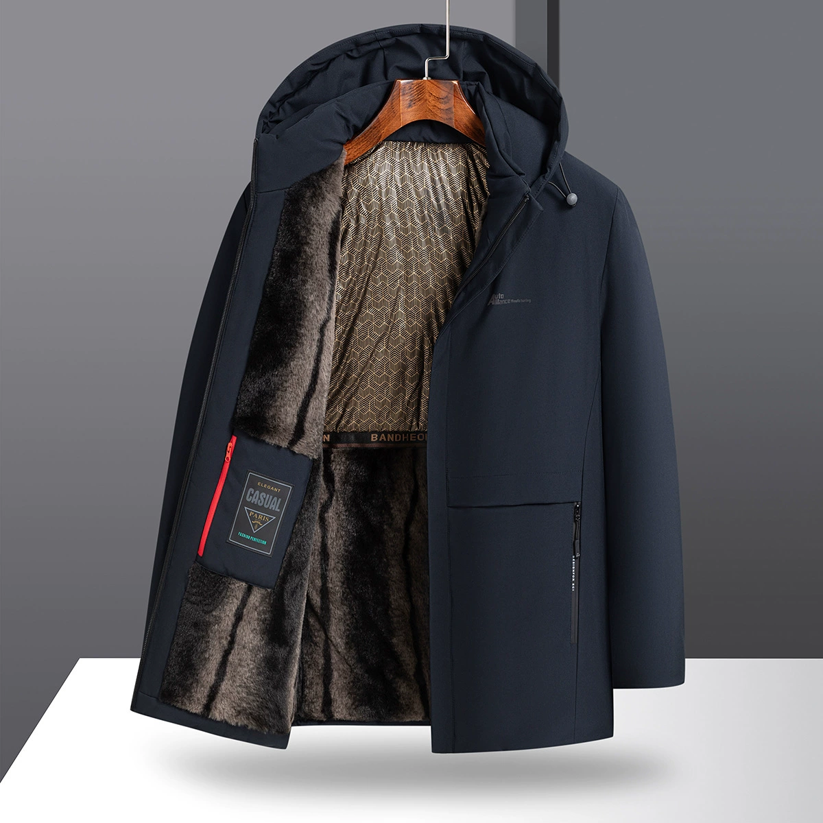 Среднего и пожилого возраста в форме щука для среднего и пожилого папы для бизнеса и отдыха утолщенные куртки зимой с капюшоном