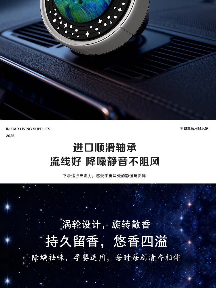 Planet-Shaped Car Air Freshener with Rotating Design for Car Air Vents, High-End Perfume Ornament for Air Conditioning Vents