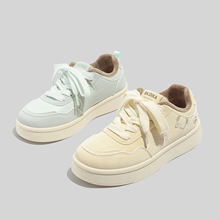 时尚百搭加绒板鞋2025冬季新款保暖厚底休闲学生圆头小白鞋二棉鞋