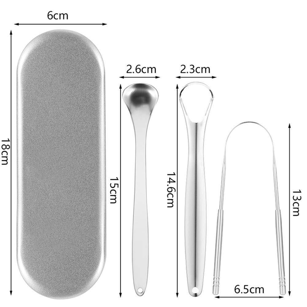 Venta caliente plata 3-Piece Set en forma de U de raspado de la lengua de acero inoxidable revestimiento de la lengua limpiador de limpieza oral herramienta de raspado de la lengua