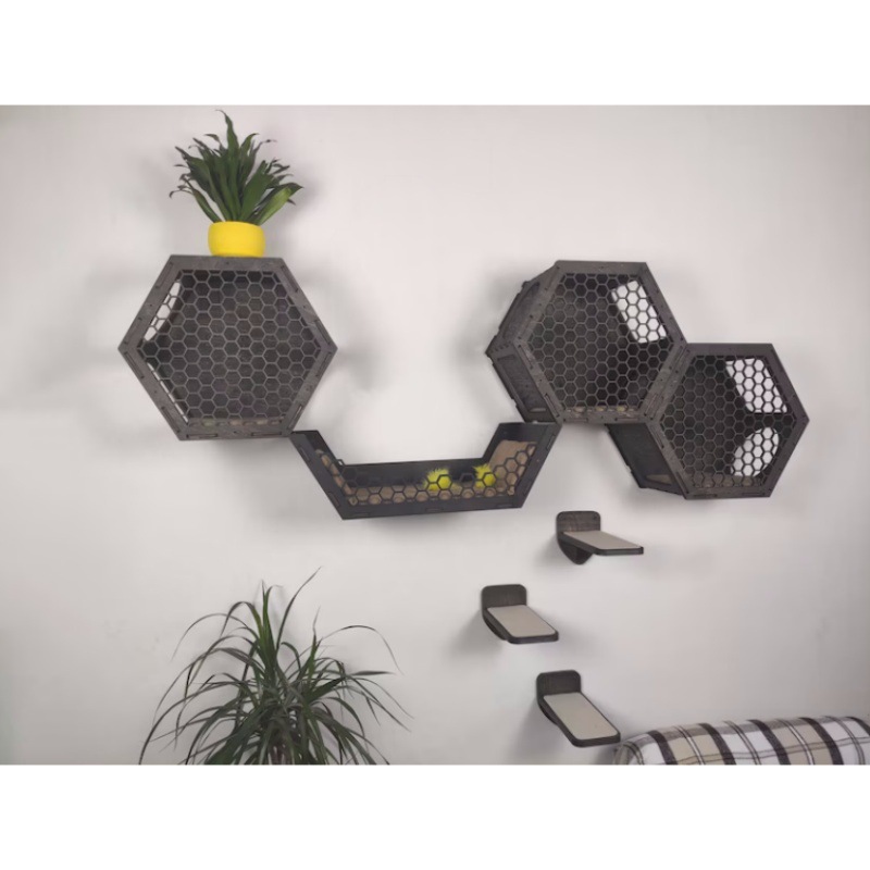 즉시 배송 가능한 창의적인 고양이 클라이밍 프레임, 고양이 점프 플랫폼, 나무 벽 고양이 클라이밍 장난감, 벽걸이형 고양이 집, 다양한 크기