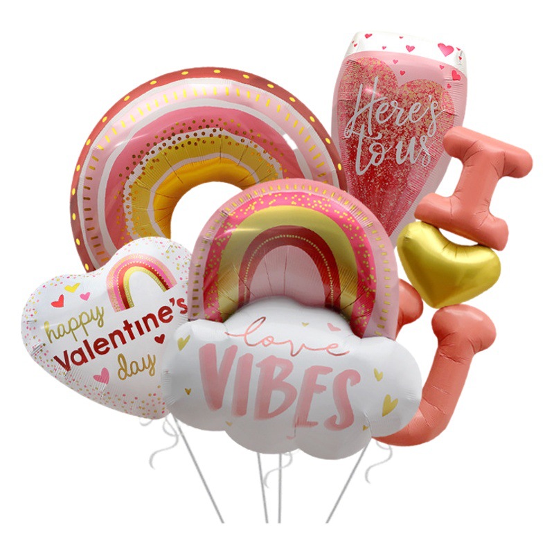 2022 nuevo día de San Valentín Tema de dibujos animados forma de aluminio globo propuesta fiesta decoración globo boda