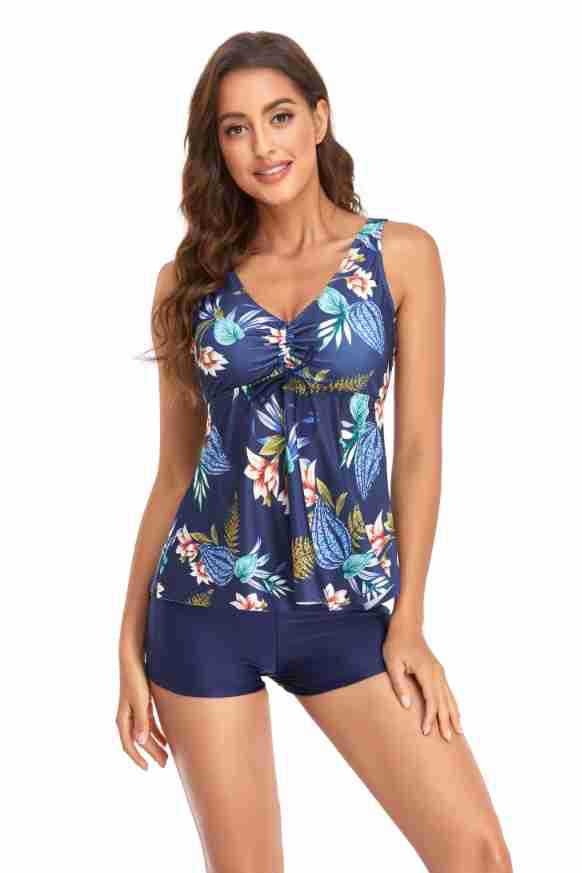 Women's Tropical Solid Color Flower 2 Pieces Set Tankinis Swimwear display picture 15