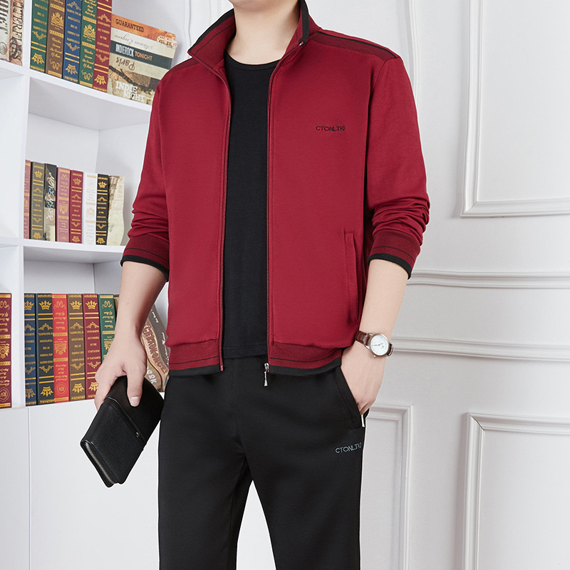 Trajes deportivos de mediana edad para hombres primavera y otoño nuevo estilo de mediana edad papá ropa de otoño ropa deportiva casual para hombres dos piezas