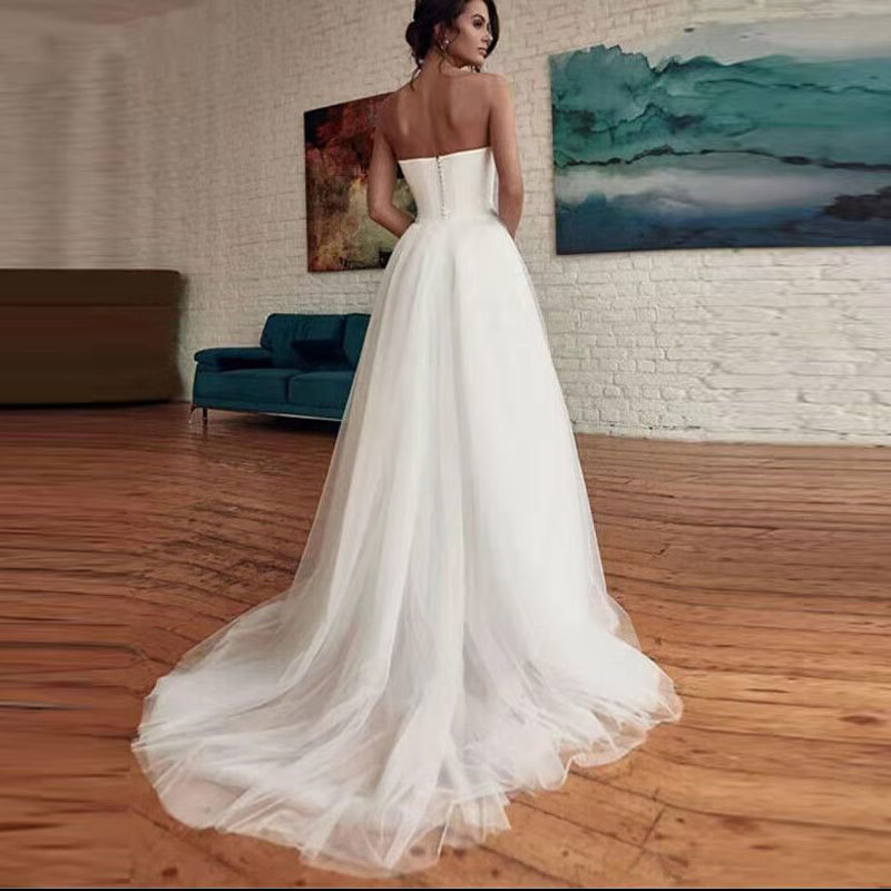 Europeo y americano Comercio exterior Amazon AliExpress deseo elegante vestido de novia nuevo tubo superior satén pantalones vestido de novia image 3