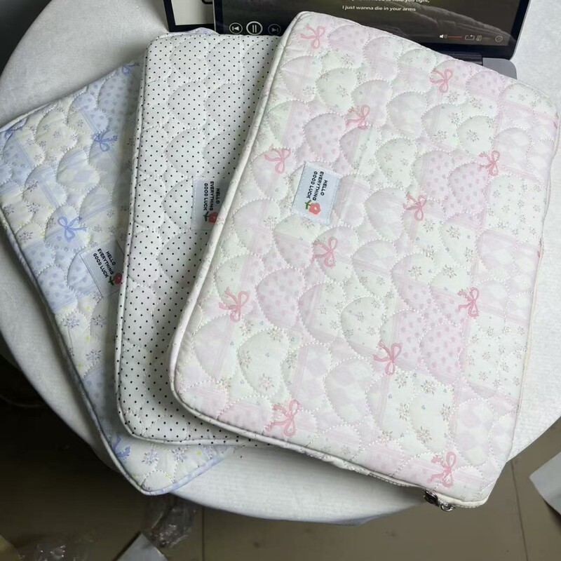 Korean Ins Tablet Storage Bag Cute Quilted Floral Bag 11/13/ 15inch Laptop Storage Bag
