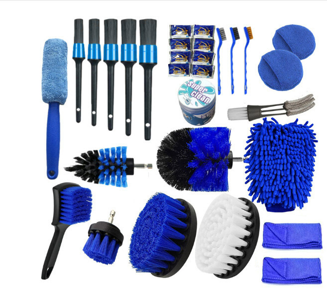 Transfronterizo 20-pieza rueda neumático cepillo kit coche detalle perforación cepillo kit lavado de coches limpieza Kit de cepillo