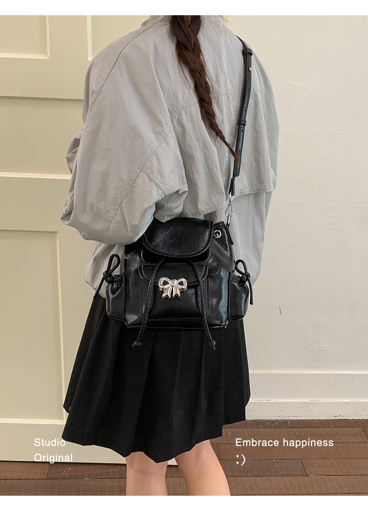 Versatile Women's Bow Backpack Crossbody Bag In Soft Pu Leather_voghion.com