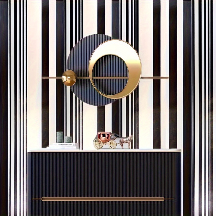 Cross-Border Nordic Black And White Striped 3D Stereo Self-Adhesive Back Wall Decoration Living Room PVC Wallpaper_voghion.com