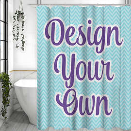 TEMU跨境电商可来图创意带图片的淋浴帘，个性化带挂钩的防水淋浴