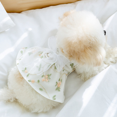 New spring and summer puppy three-dimensional bow dress cat princess style skirt thin pet dog clothes