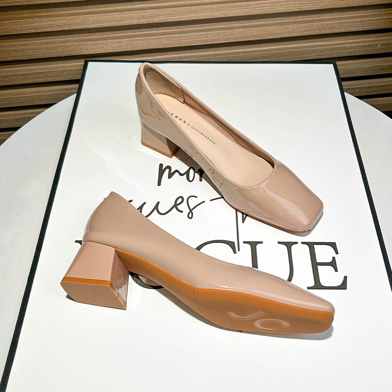 【Fengtong】5881 Square Toe Shallow Mouth Chunky Heel Women's Shoes 2024 New Style Elegant Professional Versatile High Heels 【Fengtong】5881 Square Toe Shallow Mouth Chunky Heel Women's Shoes 2024 New Style Elegant Professional Versatile High Heels