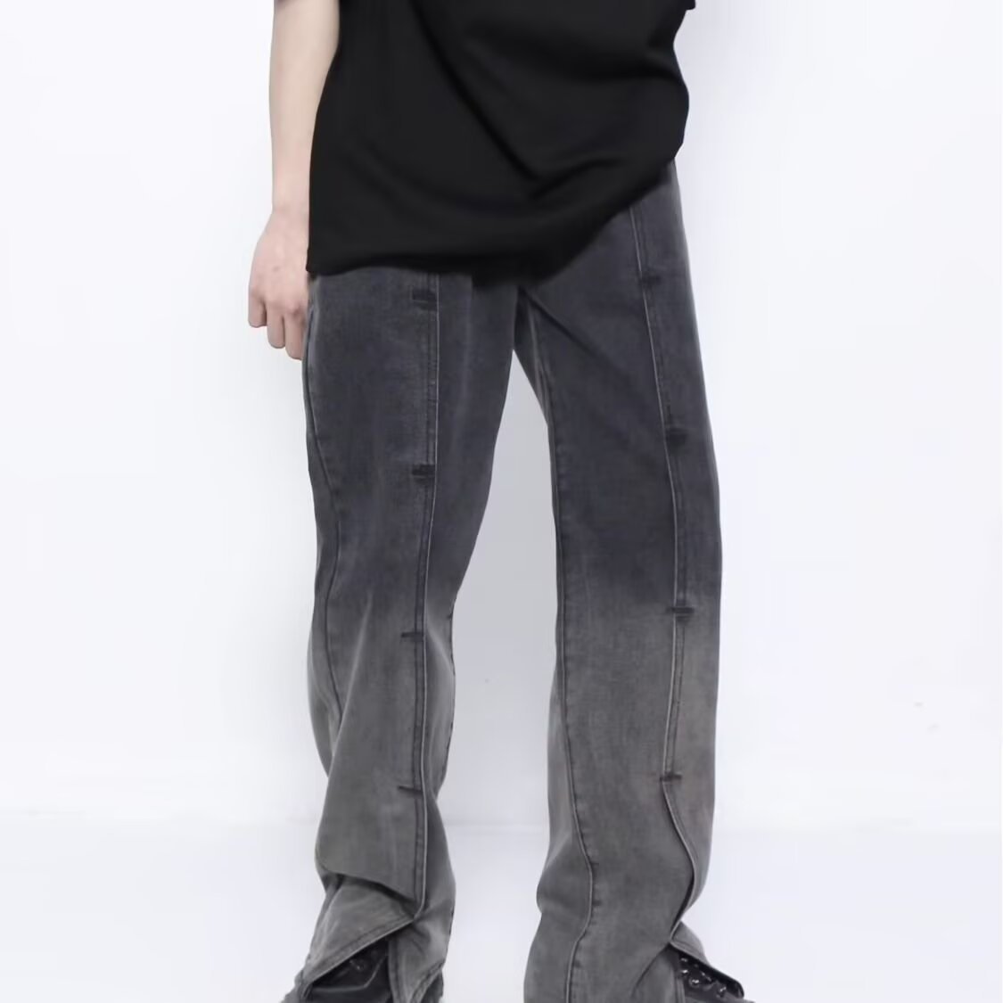 Jeans retro estadounidenses para hombres 2026 primavera y otoño nueva marca de moda de la calle alta delgada recta pantalones casuales de boquilla