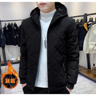 Men's Winter Cotton Jacket Short Version Korean Style Fashion Plush Cotton Coat Men's Casual Thick Cotton Padded Jacket