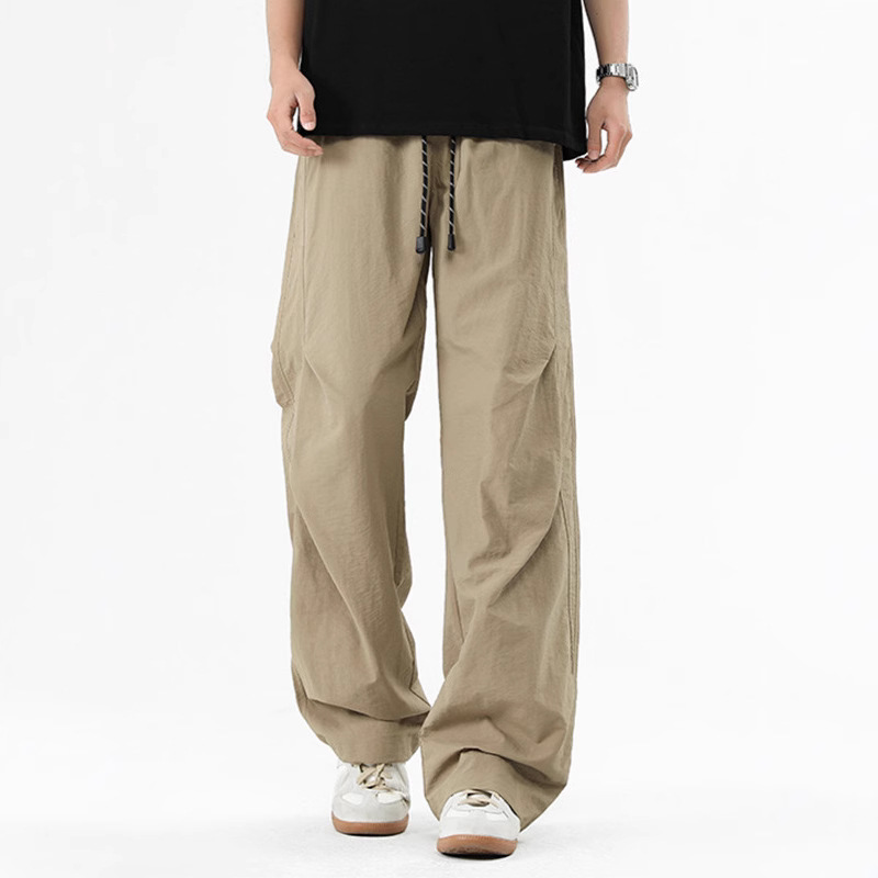 American Functional Waterproof Workwear Ice Silk Paratrooper Pants for Men and Women Summer New Straight Pants Loose Casual Pants