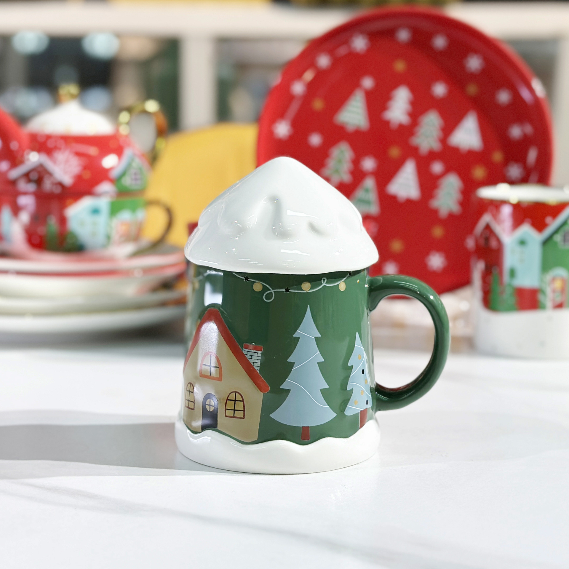 2024 nuevo lindo taza de cerámica de Navidad regalo de Navidad taza de agua casera taza de oficina con tapa