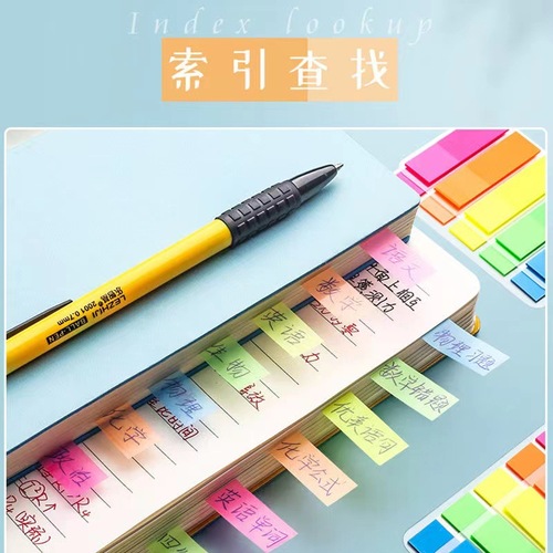 Fluorescent Sticky Notes Labels Stickers Transparent Plastic Markers Student Classification Sticky Notes Index Bookmarks