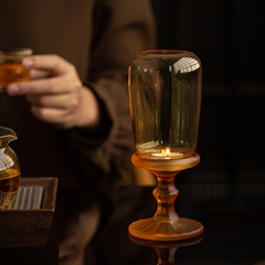 新中式玻璃烛台复古水晶琉璃创意摆件宴会蜡烛台高脚香薰烛台