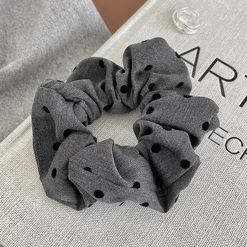 Grey arco de encaje anillo de cabello de intestino grande toalla cuadrada adornamiento de cabello otoño invierno sensación de alta calidad tocado de cola de caballo