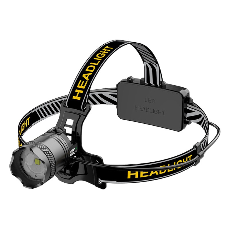 Cabeza lateral Pantalla de potencia digital Luz frontal de luz fuerte Luz frontal de inducción Linterna de iluminación exterior láser blanco de alta potencia