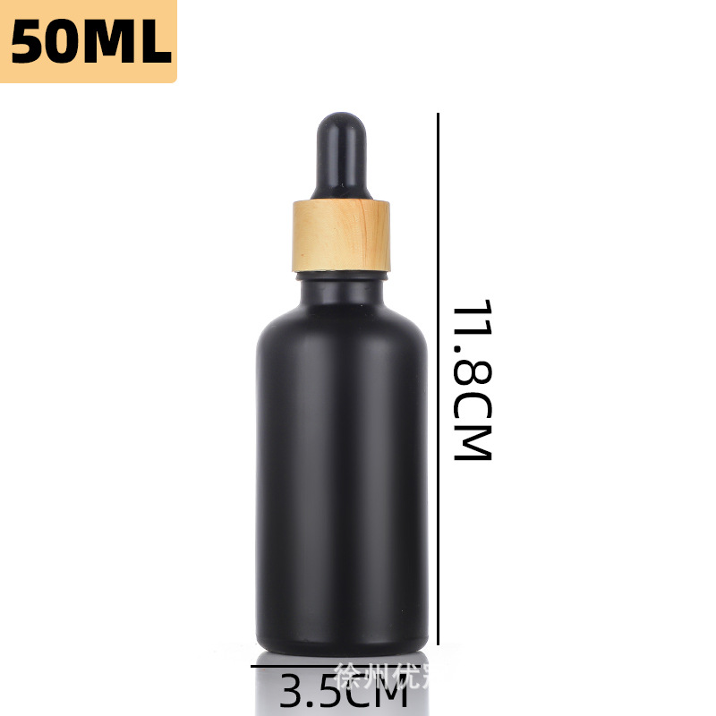 Botella de esencia a prueba de luz con tapa de imitación madera, botella de aceite esencial, botella cuentagotas de vidrio de 5-100 ml, botella para productos de cuidado de la piel, cosméticos