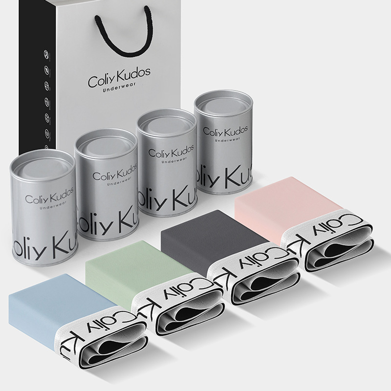 New Gift Box Canned Men's Underwear Ice Silk Boxers Men's Anti-bacterial Comfortable Fit Not Curled Boxer Underwear