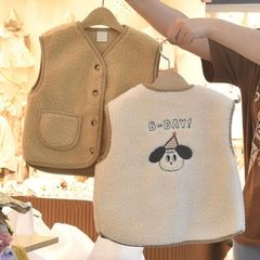 Infant Fleece Backless Top 2023 Autumn/Winter New Boys and Girls Baby Casual Cartoon Vest Winter Coat Children's Cephalic Jacket