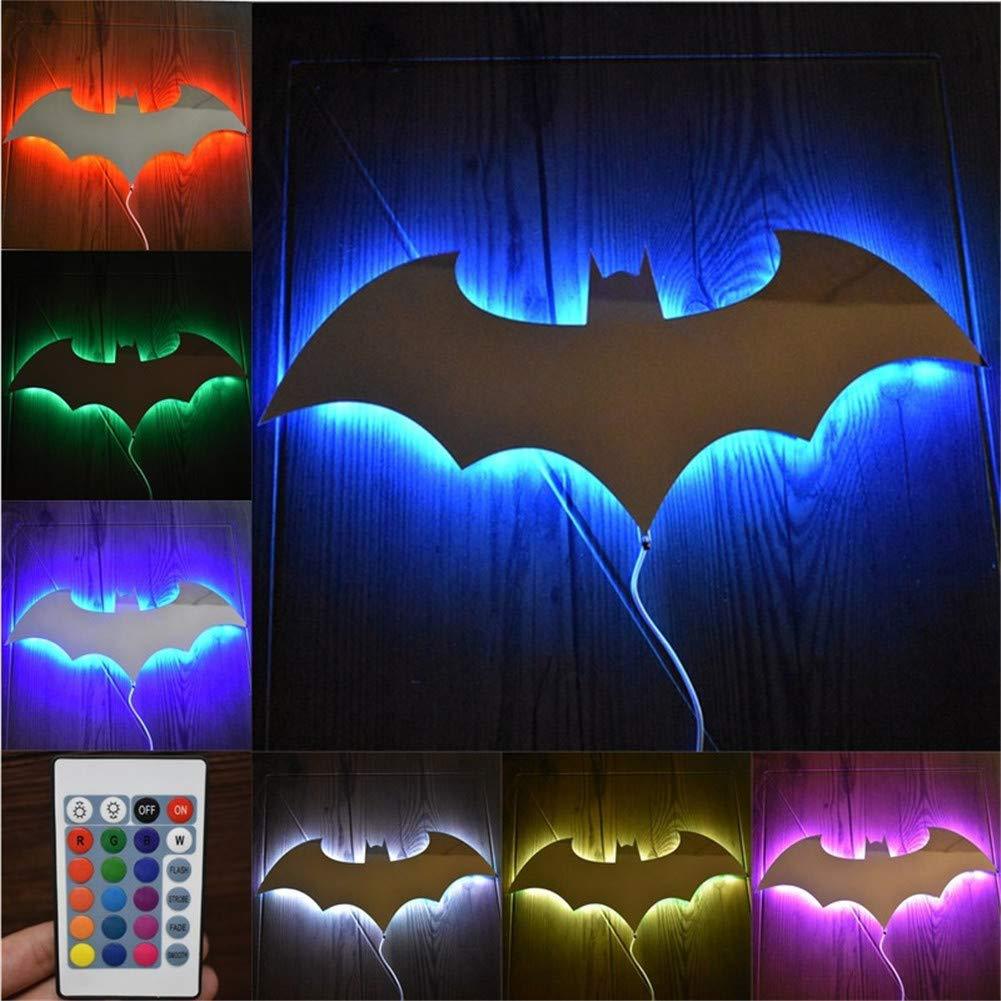 Batman Mirror Lamp Bedroom Vanity Mirror Remote Control Rainbow Color Changing Christmas Festival Wall Decor Night Light