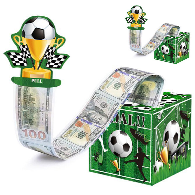 Passionate Football Sports Party Decoration Money-Pulling Paper Box Football-Themed Atmosphere Setup Props Paper Money-Pulling Gift Box