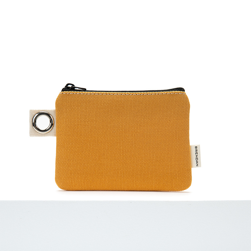 Brendan品牌跨境新品日系帆布小钱包高级感纯色布艺迷你零钱包小