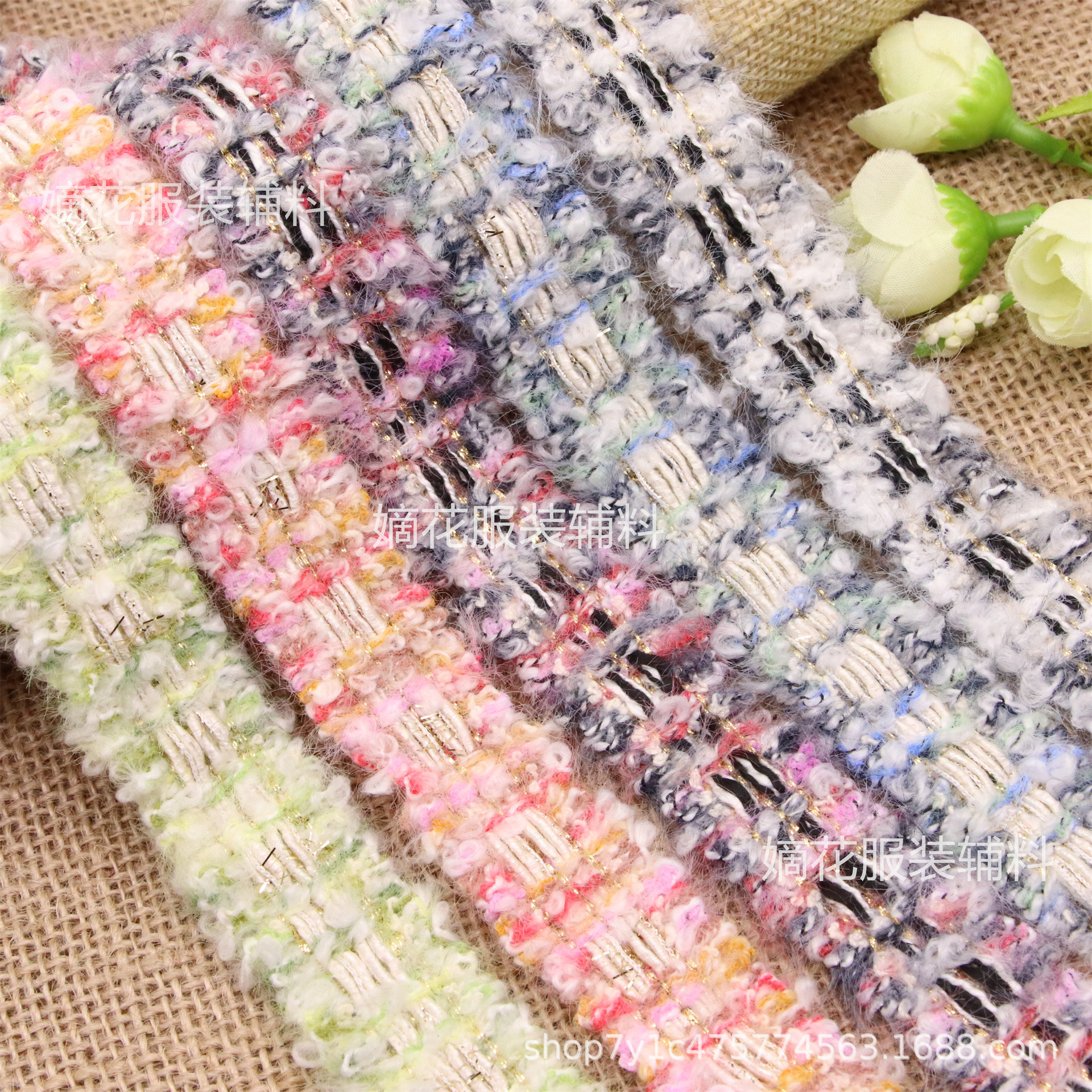 秋冬款彩色毛线小香风织带 diy发饰服装领子门襟装饰辅料花边