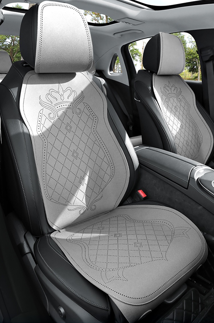 2026 New Crown Suede Leather Car Seat Cushion, Suitable for All Seasons, Small Waist Design, Model MA12