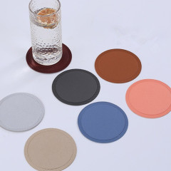 革茶コースター断熱マットラウンドクリエイティブ革コースター滑り止めカップマットpuコーヒーコースター防水