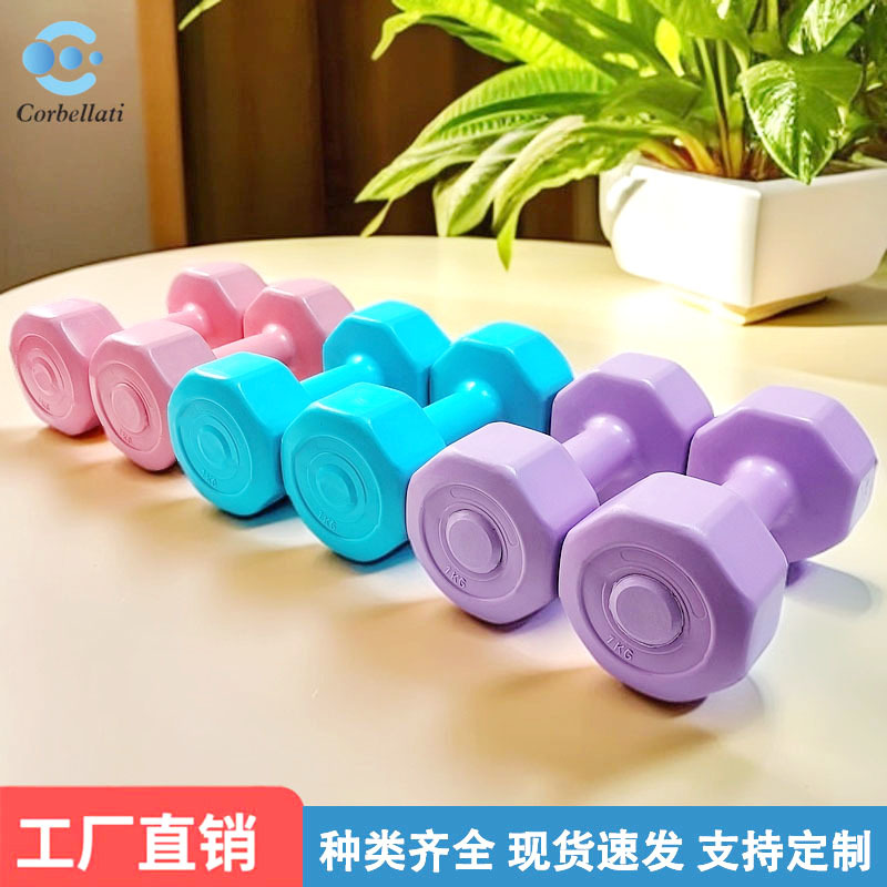 Dumbbell Ladies Fitness Household Equipment Yoga Kettlebell Barbell Children and Adolescents Rubber Small Dumbbell 2KG Pair