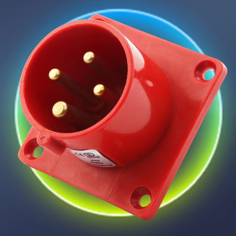 工业插座插头防水暗装航空固定安装防爆四孔电源线防漏电斜插头