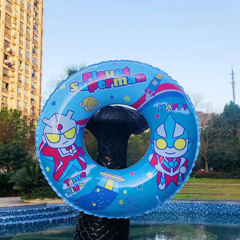 Inflatable cartoon blue space swimming ring for men and women PVC