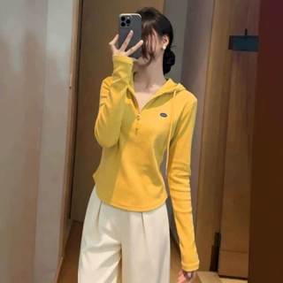 高端半拉链套头连帽卫衣女款2026新款春秋季时尚洋气时髦内搭上衣