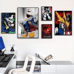 現代簡約裝飾畫客廳沙發背景牆高達組合掛畫臥室床頭動漫落地擺畫